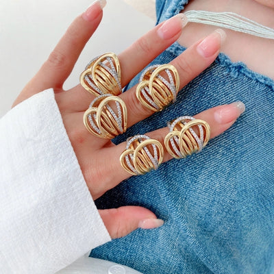 Jewelry Vintage Style Classic Style Geometric Copper Zircon Rings Earrings Necklace