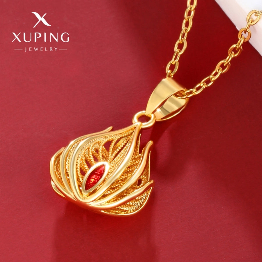 Jewelry Elegant Retro Flower 304 Stainless Steel Copper Zirconia 18K Gold Plated Plating Pendant Necklace