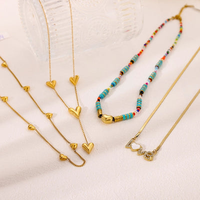 Jewelry Elegant Glam Letter 304 Stainless Steel Zircon 18K Gold Plated Pendant Necklace