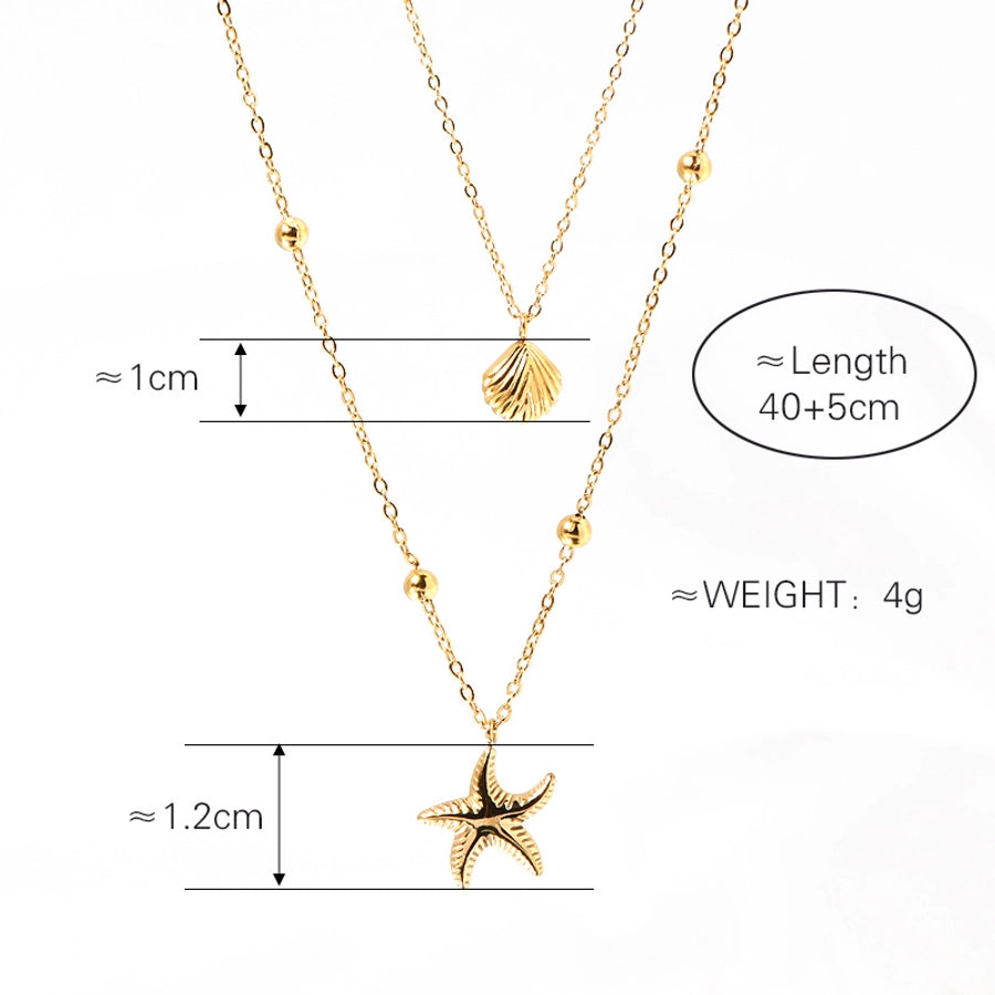 Jewelry Tropical Starfish Shell 304 Stainless Steel Titanium Steel 18K Gold Plated Pendant Necklace