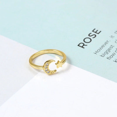 Copper Zircon Star Moon Zircon Open Rings