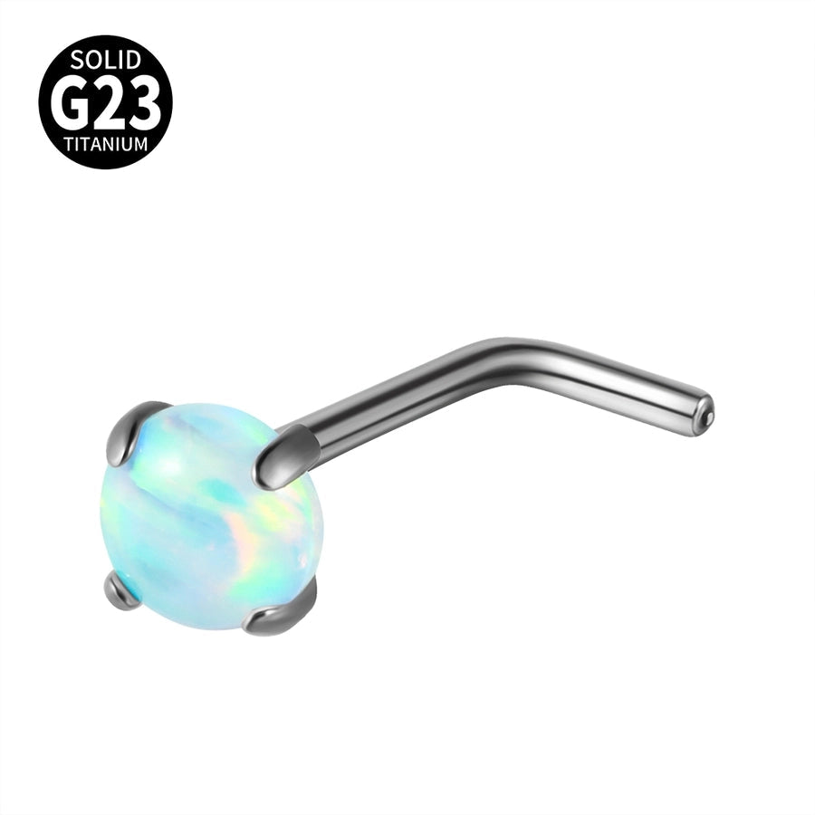 1 Piece Nose Rings & Studs Casual Vacation Round G23 Titanium Alloy Opal Zircon Nose Rings & Studs