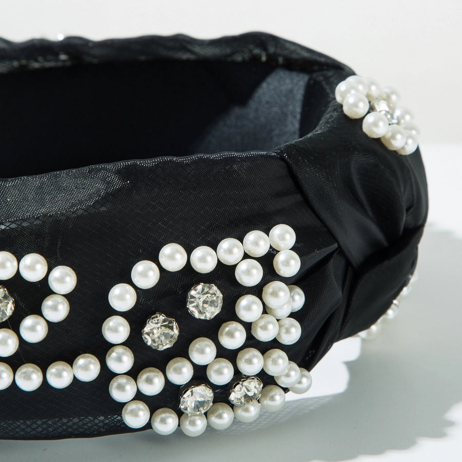 Women's Casual Elegant Classic Style Flower Alloy Gauze Inlay Rhinestones Pearl Hair Band