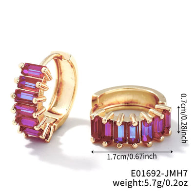 1 Pair Casual Glam Shiny Solid Color Inlay Copper Zircon K Gold Plated Rhodium Plated Ear clip