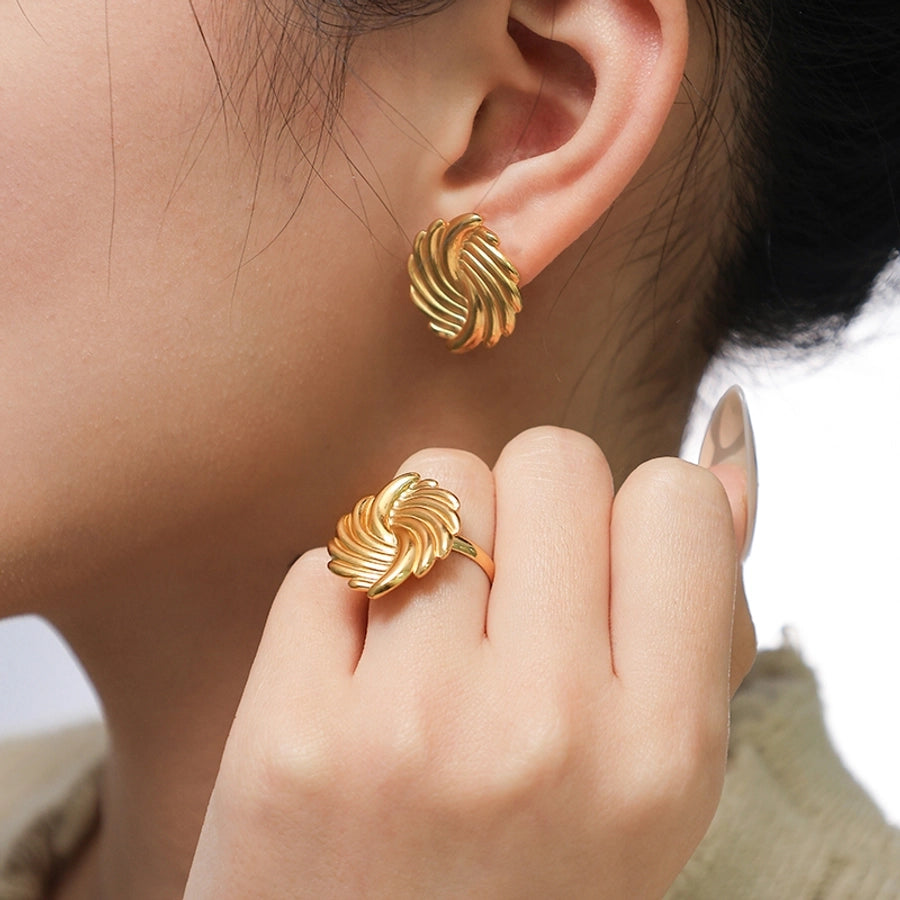 Jewelry Casual Simple Style Classic Style Irregular 304 Stainless Steel 14K Gold Plated Rings Earrings Jewelry Set