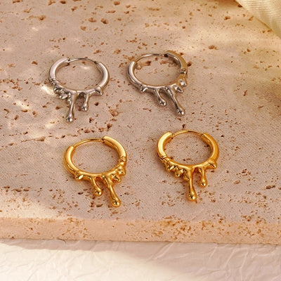 1 Pair Simple Style Water Droplets Solid Color Titanium Steel Earrings