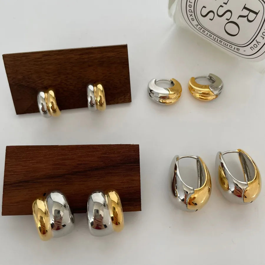 1 Pair Retro Simple Style Geometric Plating Copper Ear Studs