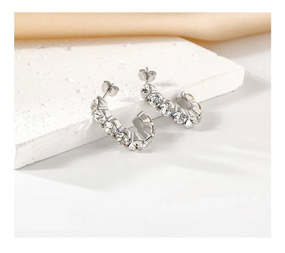 1 Pair Elegant C Shape 316 Stainless Steel  18K Gold Plated Ear Studs