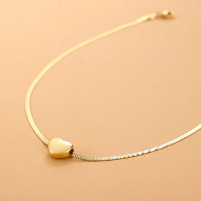 Jewelry Simple Style Heart Shape 304 Stainless Steel Zircon 18K Gold Plated Pendant Necklace