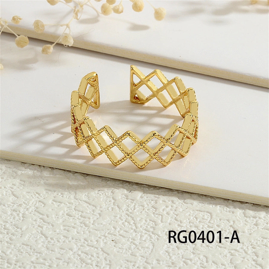 Copper Geometric Solid Color Open Rings