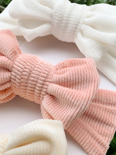 simple style solid color bow knot cloth hair band