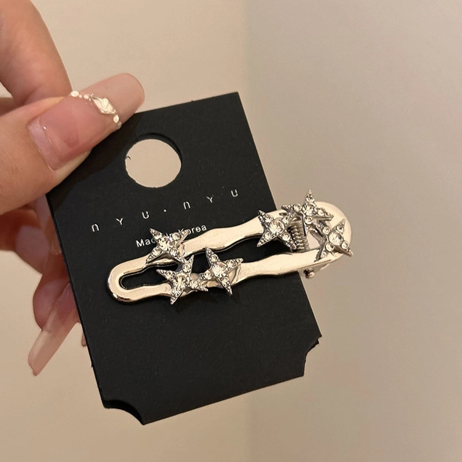 lady star metal inlay rhinestones hair clip