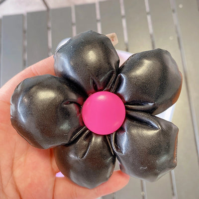 HD7387A02 sweet cool leather three-dimensional five-petal flower hairpin hairpin simple elegant flower duckbill clip hair accessories