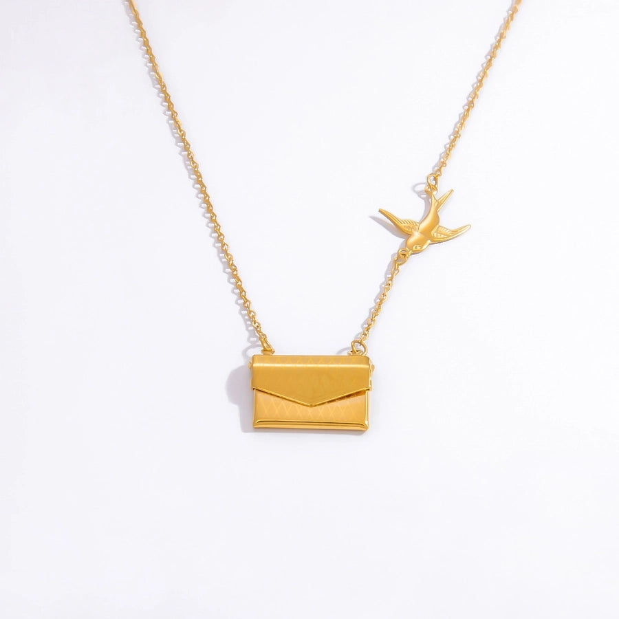 Jewelry Vintage Style Classic Style Book envelope Heart Shape Titanium Steel Plating Pendant Necklace