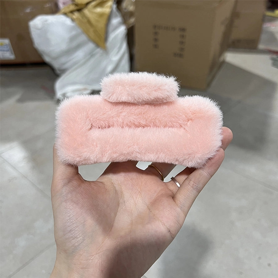 Women's Simple Style Solid Color PC Plush Hair Claws