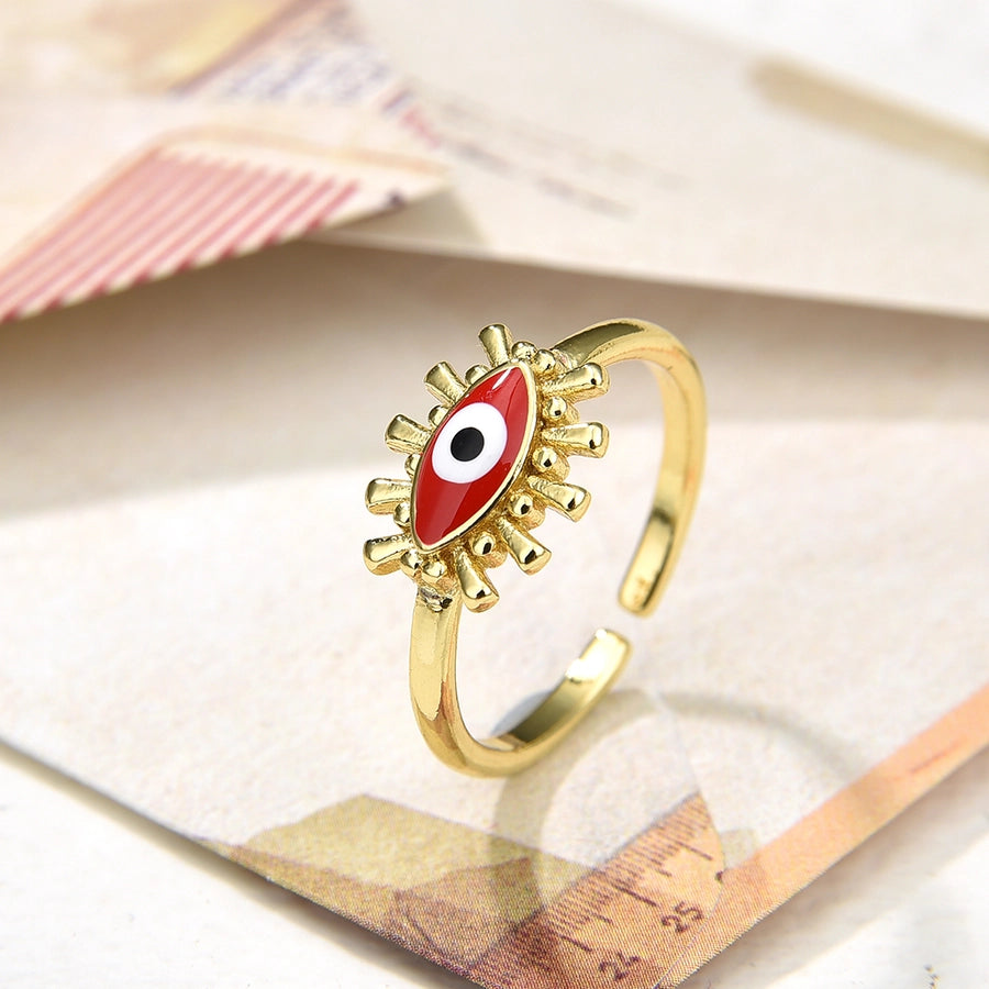 Copper Plating 18K Color Retaining Glossy Oval Eye Opening Ring
