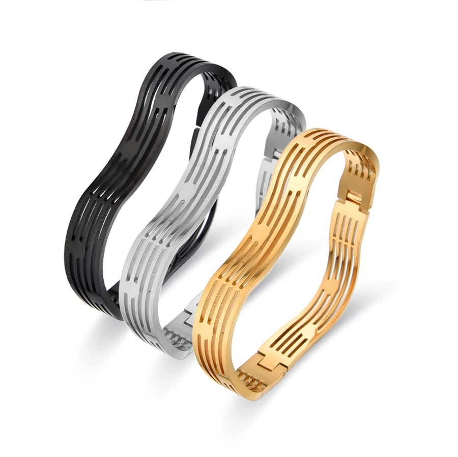 Casual Elegant Geometric Titanium Steel Rose Gold Plated White Gold Plated Gold Plated Bangle In Bulk