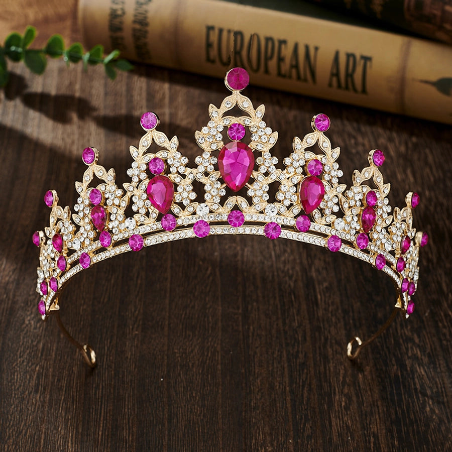 glam luxurious lady crown alloy plating inlay zircon crown
