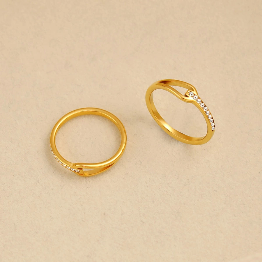 Jewelry Simple Style Commute Water Droplets Solid Color 304 Stainless Steel Rhinestones 18K Gold Plated Round Inlay Rings