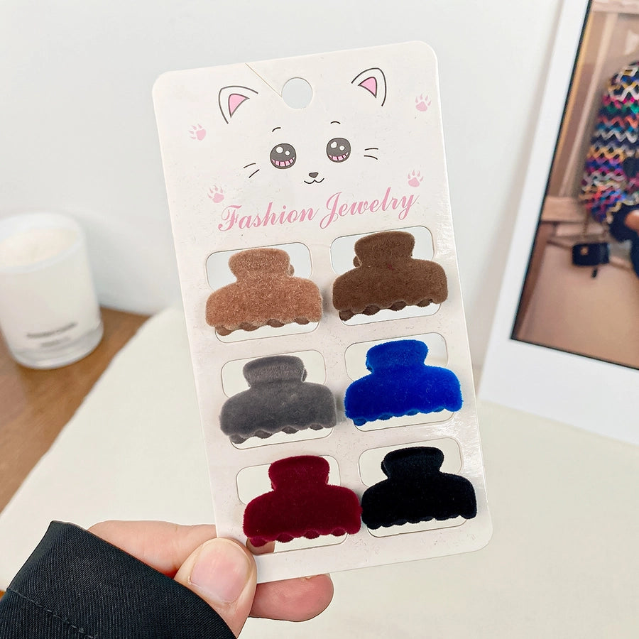 simple style solid color flocking hair claws