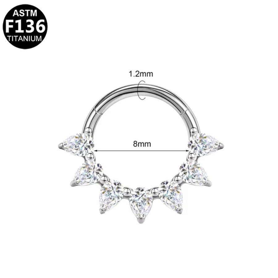 1 Piece Nose Rings & Studs Luxurious Shiny Round Pure Titanium Titanium Alloy Zircon 14K Gold Plated White Gold Plated Ear Cartilage Rings & Studs Nose Rings & Studs