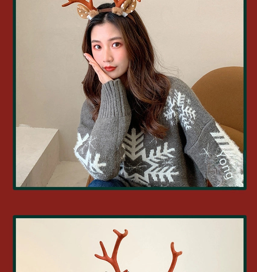 Internet Celebrity  Christmas Girl Heart Christmas Hair Band Cute Elk Horn Hair Accessories Pressure Hair Band