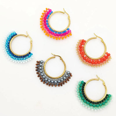 exclusive for  famous fan-shaped earrings original handmade beaded earrings  jewelry manufacturers supply