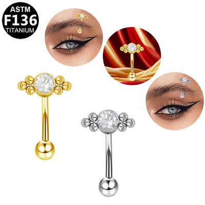 1 Piece Eyebrow Studs Casual Classic Style Oversized Sunflower Pure Titanium Titanium Alloy Zircon 14K Gold Plated White Gold Plated Eyebrow Studs