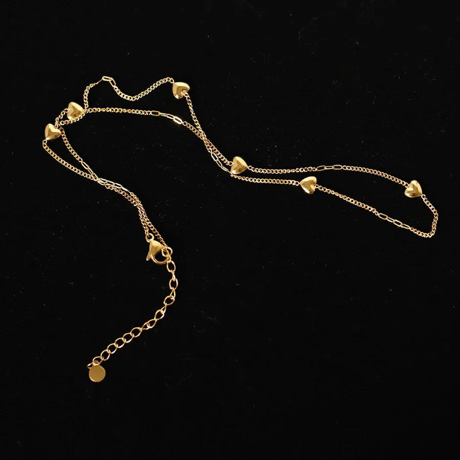 Jewelry IG Style Heart Shape 304 Stainless Steel 18K Gold Plated Necklace