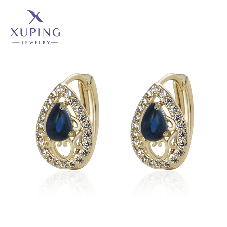 1 Pair Elegant Retro Geometric Plating Copper Artificial Gemstones 18K Gold Plated Earrings