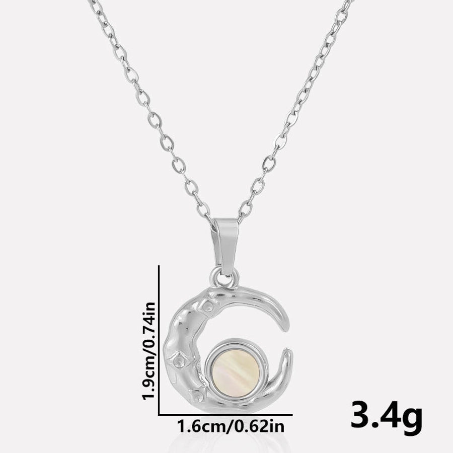 Jewelry Vintage Style Classic Style Moon 304 Stainless Steel Shell Abalone Shell 18K Gold Plated Irregular Plating Pendant Necklace