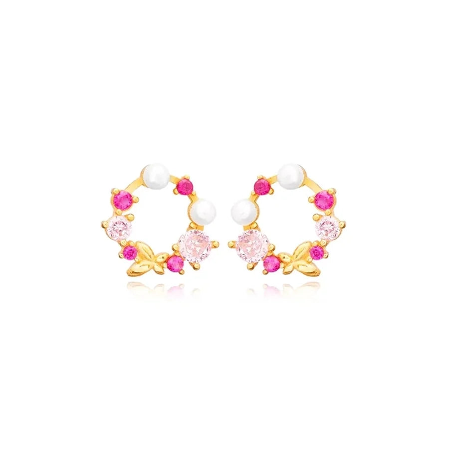 1 Pair Casual Elegant Geometric Copper Zircon Drop Earrings Ear Studs