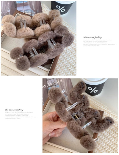 simple style solid color plastic plush hair claws