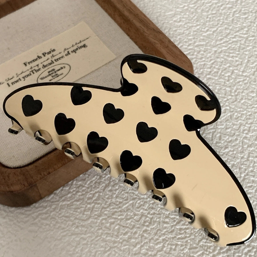 women's simple style commute heart shape alloy acetic acid sheets printing hair claws