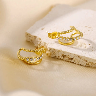 1 Pair Elegant C Shape 304 Stainless Steel 18K Gold Plated Ear Studs