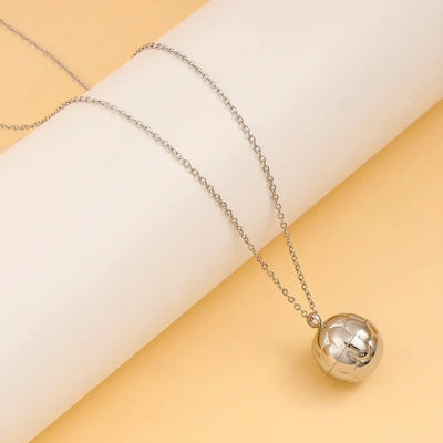 Autumn and Winter  New Arrival Texture Ball Earrings Pendant Necklace Suit Stainless Steel Personality Fashion Short Necklace Stud Earrings