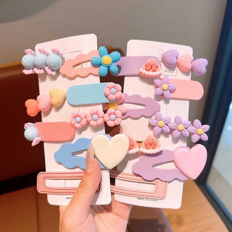 sweet heart shape flower bow knot plastic resin hair clip