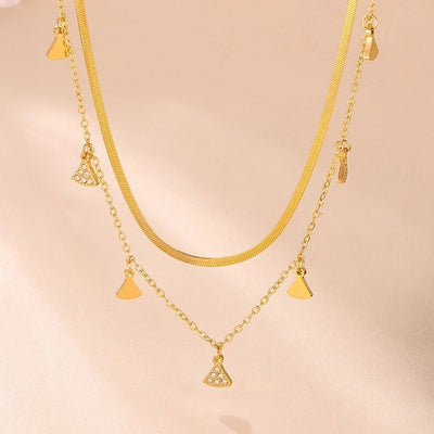 Jewelry Elegant Luxurious Vacation Geometric Titanium Steel 18K Gold Plated Jewelry Set