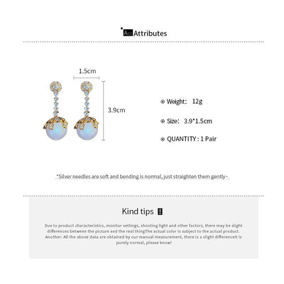 1 Pair Elegant Wedding Commute Round Inlay Alloy Rhinestones Pearl Drop Earrings