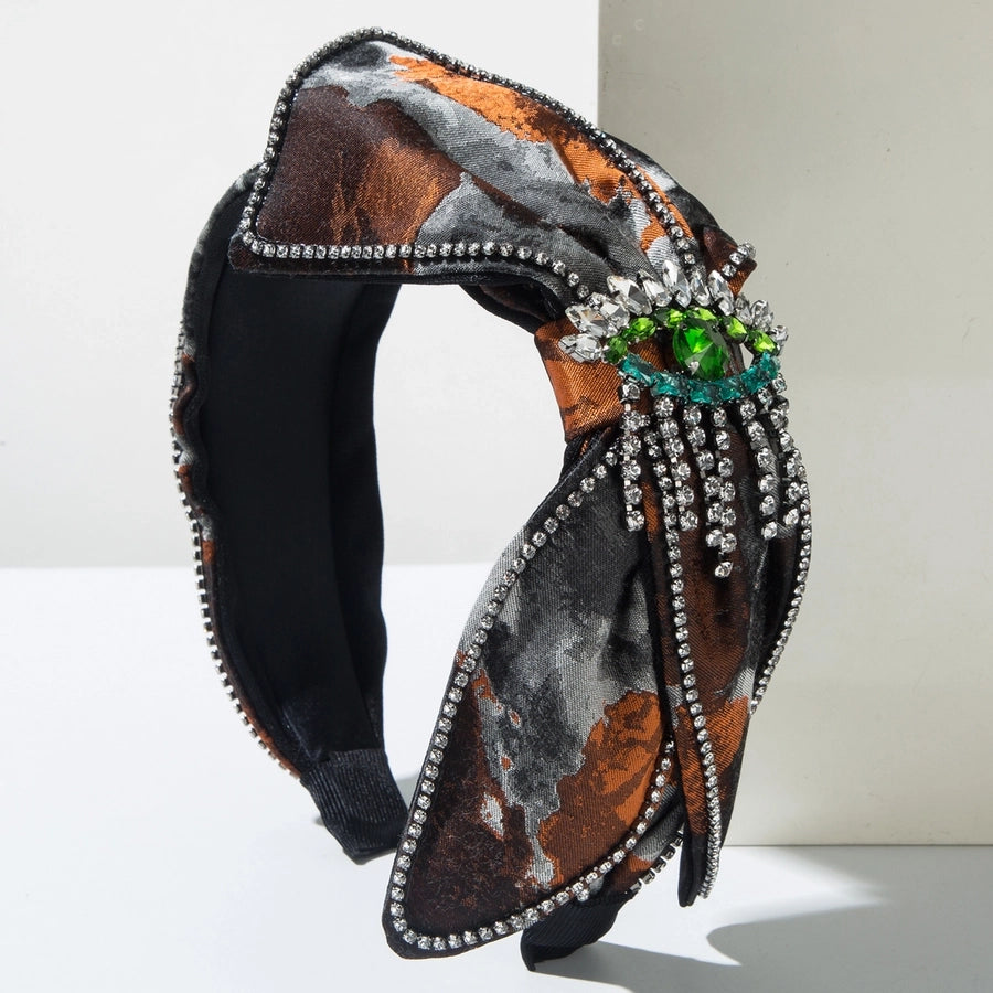 Women's Elegant Glam Luxurious Bow Knot Alloy Cloth Inlay Glass Hair Band