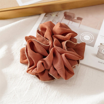 simple style solid color ruffles cloth pleated hair tie 1 piece