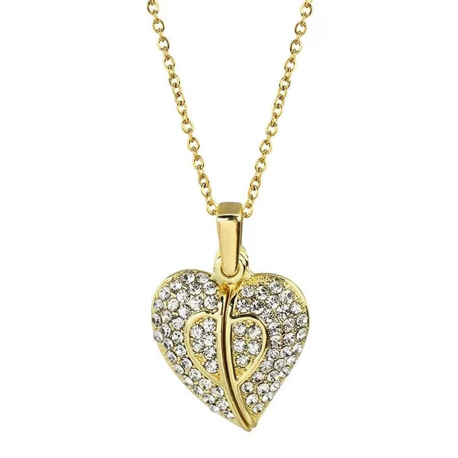 Titanium Steel Copper Plating Heart Shape Zircon Pendant Necklace