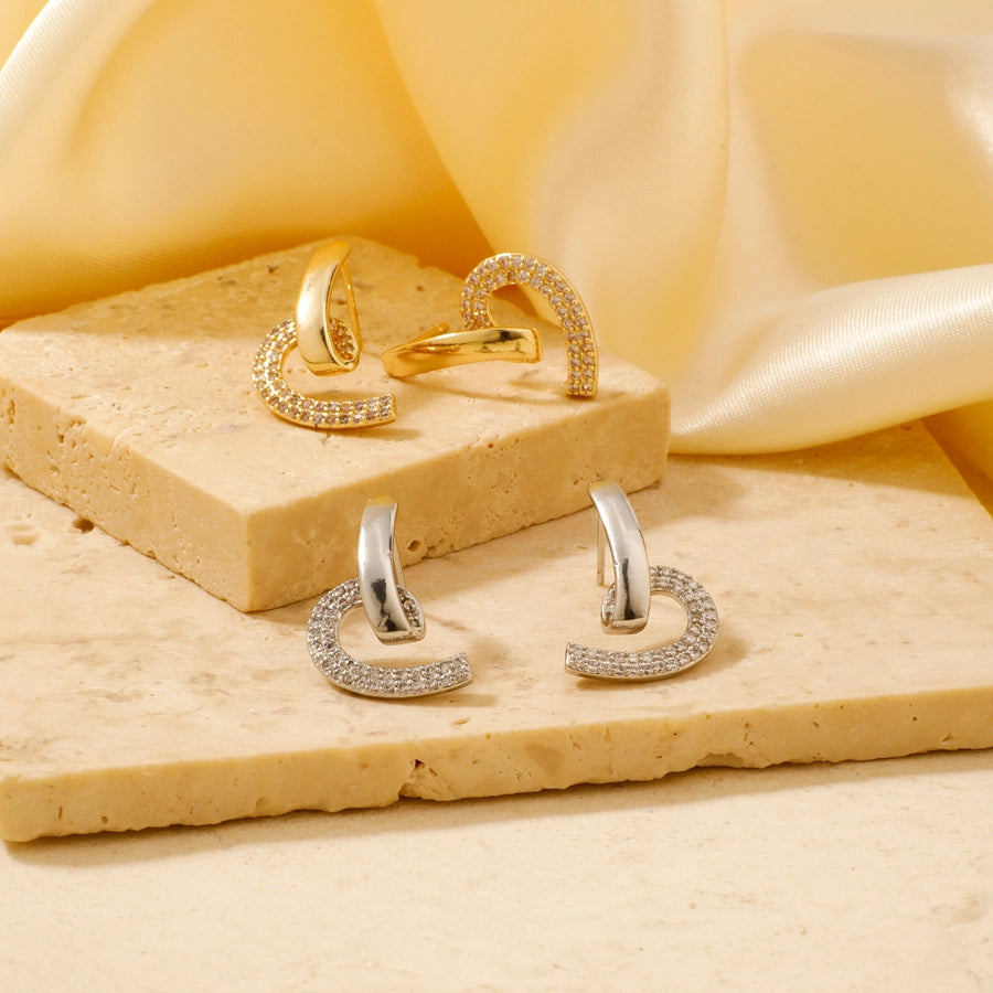 1 Pair Elegant Glam Shiny Cat Inlay Copper Zircon K Gold Plated Rhodium Plated Earrings