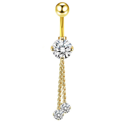 1 Piece Belly Rings Simple Style Shiny Round Heart Shape Bow Knot 316L Stainless Steel  Inlay Zircon
