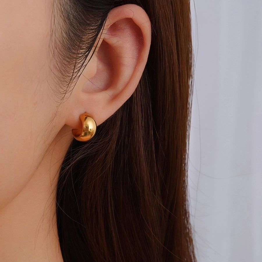 1 Pair Simple Style C Shape Solid Color 304 Stainless Steel Ear Studs