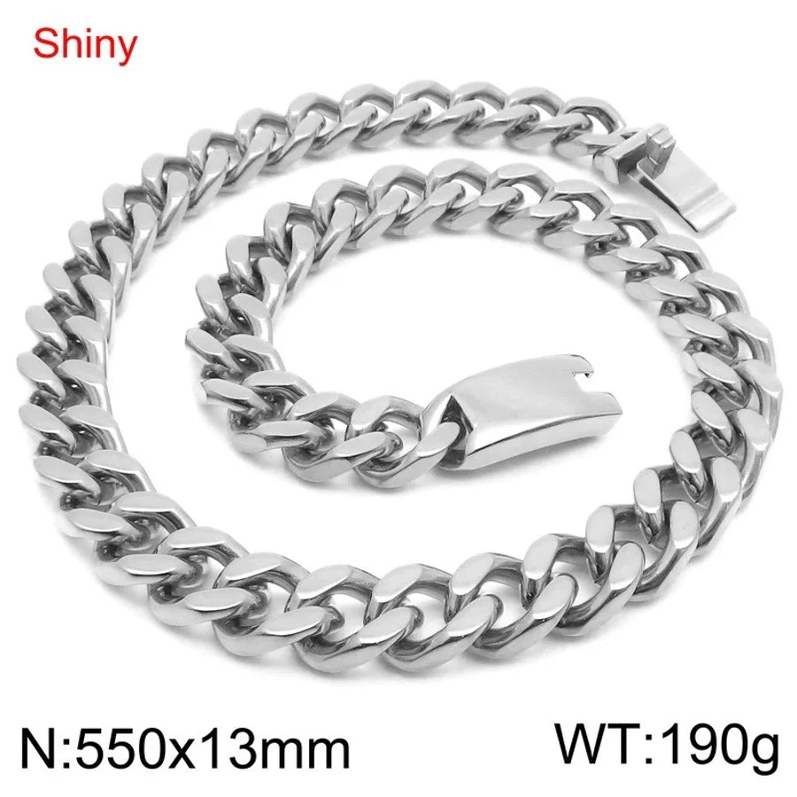 Fashion Minimalist Atmospheric Stainless Steel Cuban Link Chain Bracelet Necklace