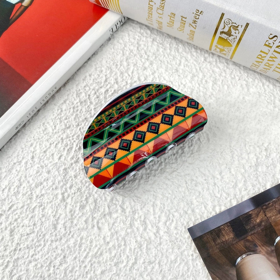 Women's Casual Bohemian Printing Acetic acid sheets Hair Claws