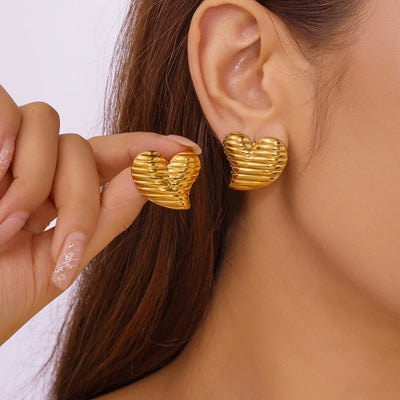 1 Pair Elegant Heart Shape Butterfly Bow Knot 201 Stainless Steel Ear Studs