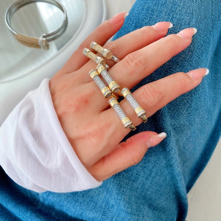 Jewelry Retro Classic Style Geometric Copper Zircon Mixed Metal Rings Bracelets