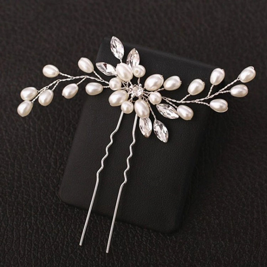 Women's Elegant Solid Color Imitation Pearl Rhinestone Hairpin
